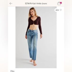 Edwin Kali Ankle Vintage Straight Jeans Size 26